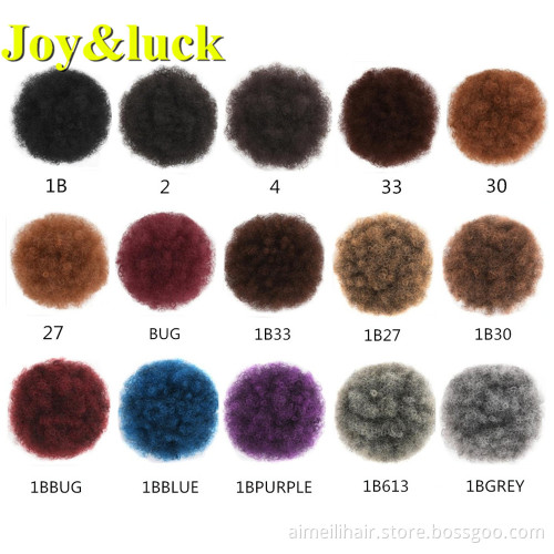 Wholesale Price Wigs Synthetic Short Afro Kinky Curly Hair Brown Color Drawstring Ponytail Puff Curl Hair Extension Bun Hair Wig